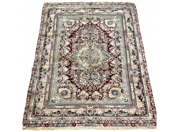 A Very Fine 7 X 10 Hand Knotted Silk And Wool Persian Rug
