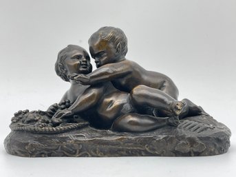 Claude Michel 'clodion' Signed French Bronze Sculpture , Baby Fauns/putties.