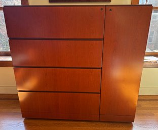 Knoll Filing Cabinet In Cherry, 2 Pieces, Retailed For Over $2500 With Original Receipt
