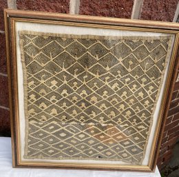 Very Fine Antique African KUBA PRESTIGE CLOTH  TEXTILE- In Gallery Frame With Literature-19th Century Rare