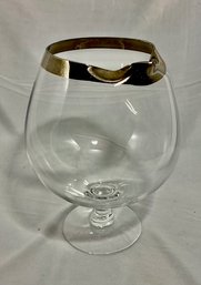 Vintage Silver Rimmed Brandy Snifter W/ Pour Spout