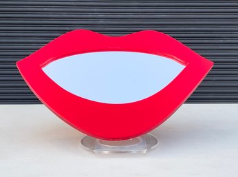 Vintage Acrylic Table Top Lips Vanity Makeup Mirror