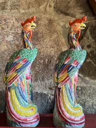 Pair Chinese Porcelain Ho Ho Phoenix Birds 20th C