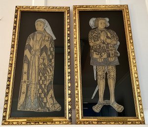 2 Framed Brass Rubbings ~ Sir Ralph Verney & Lady Elizabeth Verney ~