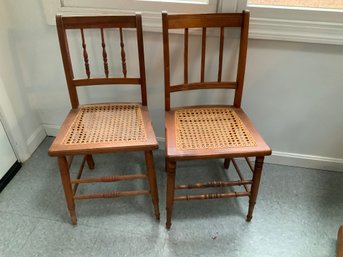 Pair Of Caned Seat Chairs