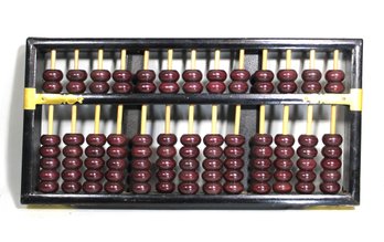 Chinese Lacquer Abacus Brass Bound
