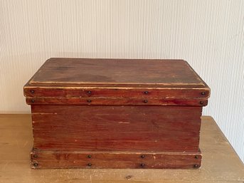 Vintage Red Wooden Storage Chest