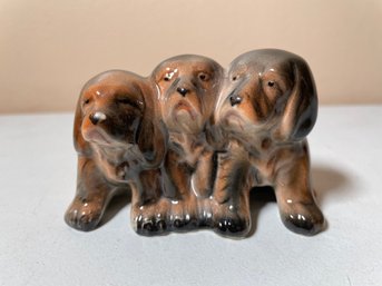 Vintage 1950's Beswick Pottery Trio Of Puppies Figurine