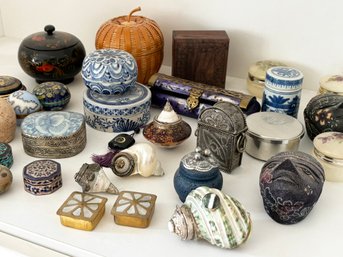 A Collection Of Ring, Jewelry Or Trinkets Boxes - Mostly Asian