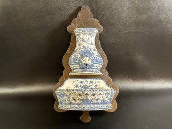 A Vintage Lavabo In Blue & White Glazed Ceramic