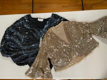 Vintage Silk And Sequins Ladies Formal Wear - Swee Lo Butterfly Top And Beige Sequin Jacket