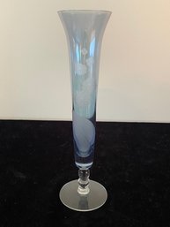 Romanian Clear Blue Floral Vase