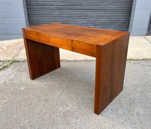 Vintage 1970s Lane Furniture Walnut Desk Or Vanity With Finished Back