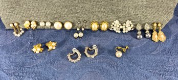Jewelry - Clip & Screw Back Earrings - Faux Pearls (maybe Real?)