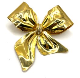 Vintage Lightweight Clear Stones Large Bow Brooch