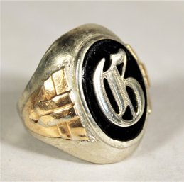 Sterling Silver Size 5.5 Sterling Silver Gold Overlay 'G' Monogram Ring (split In Shank)