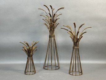 A Set Of Vintage Wheat Sheath Candle Holders