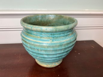 Antique Turquoise Blue Glazed Earthenware Pot