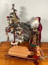 Christmas Holiday Decor Christmas Tree, Santa Claus, Sled