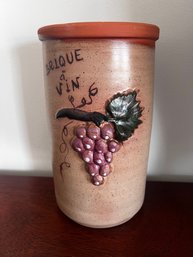 Ceramic Wine Holder With Decorative Grape Relief