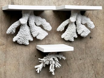 A Trio Of Under-mounted Coral Curio Shelves