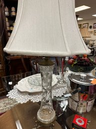 Crystal Lamp With Brass Footed Base