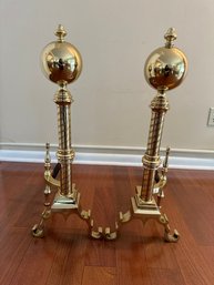 Beautiful Set Of Brass Andirons