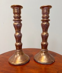 Candle Stick Holders Painted In 24 Karat Gold- Made In Italy