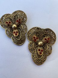 Lot Of Two Antique 1920s Brass Gold Tone Shoe Clips