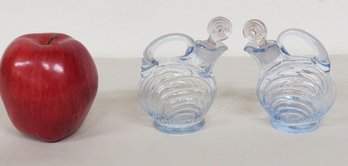 Cambridge Glass Caprice Moonlight Blue Cruets With Stoppers
