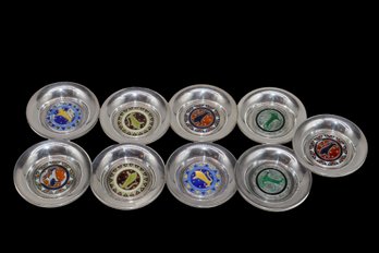 Sterling Silver And Enamel Zodiac Dishes - 147 Grams