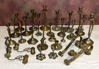 Lot Of Various Vintage Brass Candle Holders