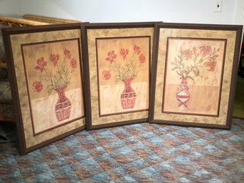 Very Nice Lot Of Three Large 32' X 40' Compatible Set Floral Prints - Nice Decorative Group - GREAT PRINTS !