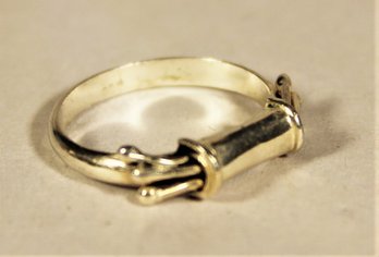 Interesting Hand Crafted Sterling Silver Band Ring Size 8