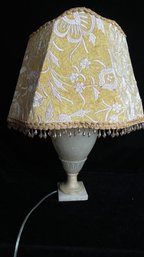 Alabaster Lamp With Embroidered Shade