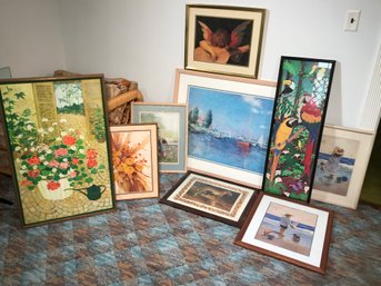 LARGE GROUP Of Ten (10) Decorative Prints - Many Sizes And Styles - Largest Is 32' X 39' - GREAT GROUP !