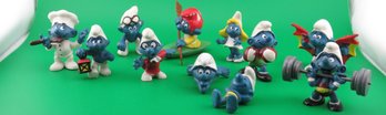 Rare Collection Of 11 1970's Peyo Schleich Smurf Figurines