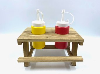 Kitschy Ketchup & Mustard Picnic Table Condiment Holders
