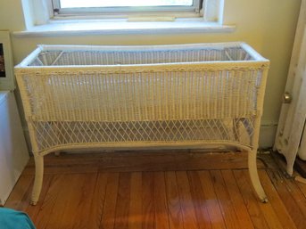 Freestanding Mid-Century Rectangular Wicker Planter Stand