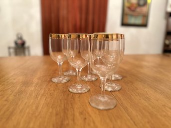 Vintage Gold Rimmed Wine Glasses (8)