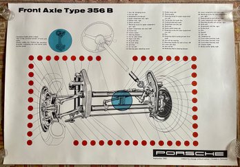 Original Very Large 1960 PORSCHE Factory Poster 'front Axle Type 356 B'