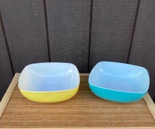 Blue And Yellow Vintage Pyrex Bowls