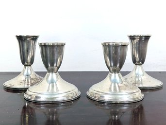 Two Pair Vintage Weighted Sterling Silver Candlesticks