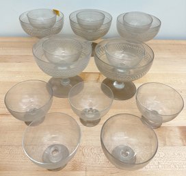 5 Two Piece Vintage Glass Shrimp Cocktail Cups With 5 Extra Cocktail Sauce Bowls