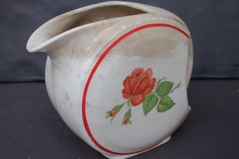 FIESTA WHITE ROSE ART DECO VINTAGE CERAMIC DISK PITCHER