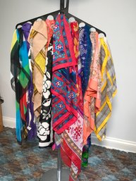 Lovely Group Of Fourteen (14) Scarves - Many Colors And Designs - Very Nice Group - All Scarves For One Bid !