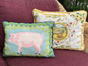 A Pairing Of Vintage Tapestry Pillows