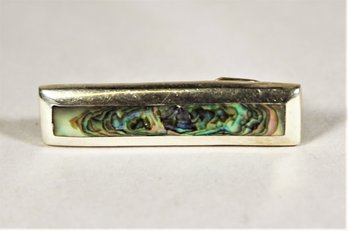 Heavy Sterling Silver Mexican Abalone Tie Bar Clasp