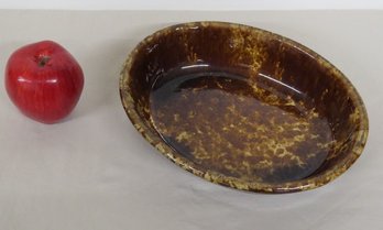 A 19th C. Rockingham Glazed Oval Stoneware Serving Bowl