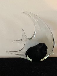 Handcrafted Fish Glass Art Black & Clear Paperweight